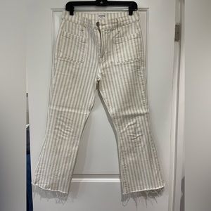Frame tan/white stripe jeans